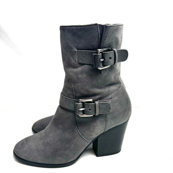 MICHAEL KORS Gray Leather Heeled Booties Boots Size 6.5 - Picture 4 of 10